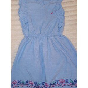 Nautica Dress Girls Size 7 Sleeveless Blue Pink Logo